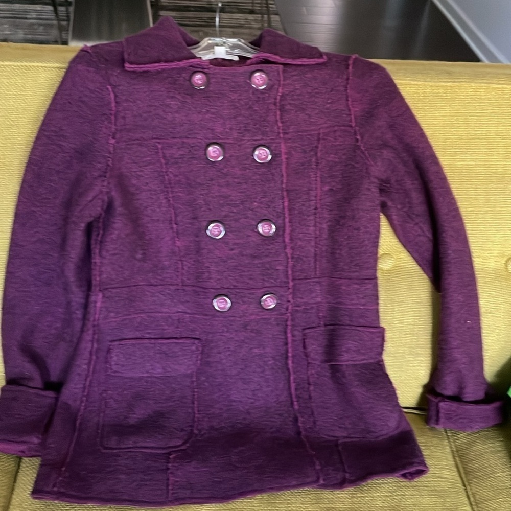 Kenar Cardigan SizeM Burgundy Double Breasted Vintage Retro Look Career Layering